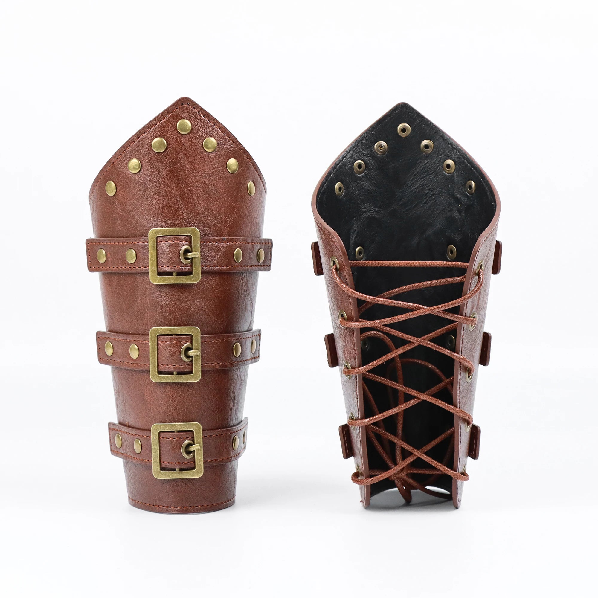 2 Pack Faux Leather Wristbands Viking Medieval Arm Guards Wristbands Halloween Accessories
