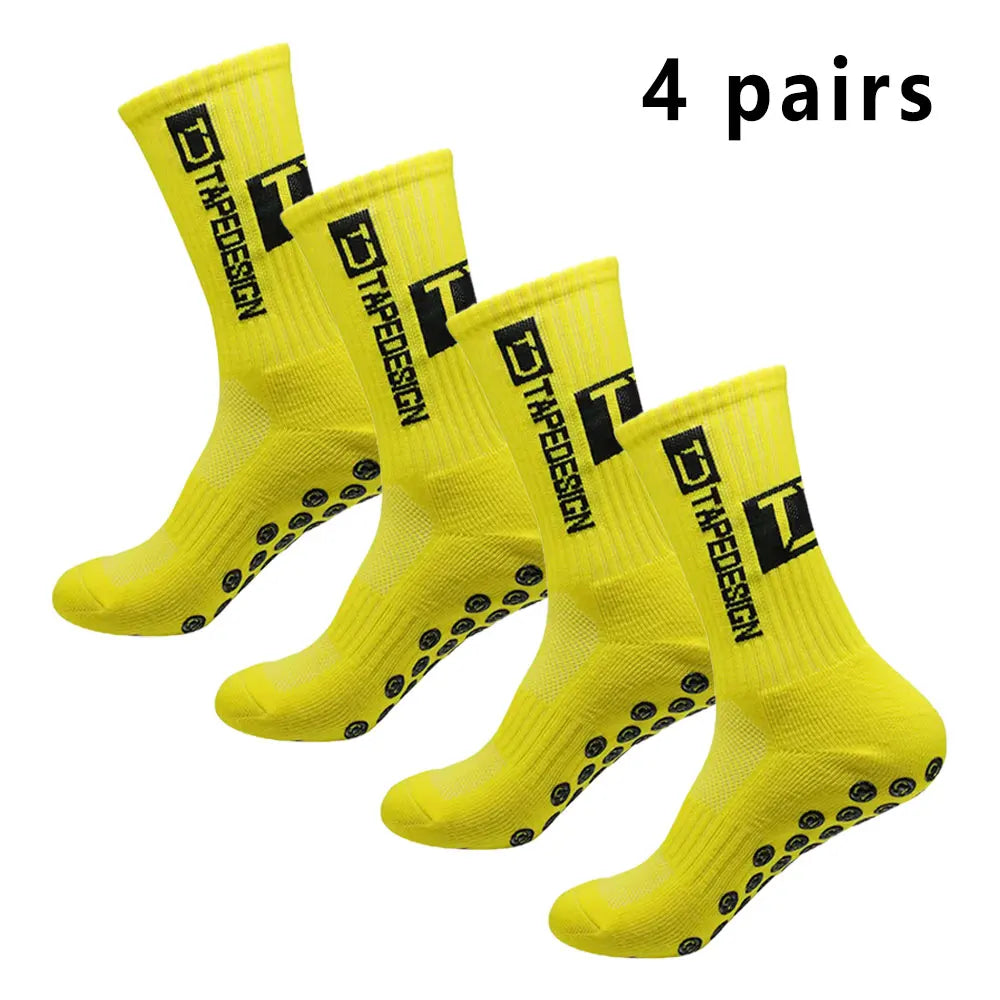 4 pairs of football socks sports socks men's mid-calf socks silicone non-slip dot socks basketball yoga socks
