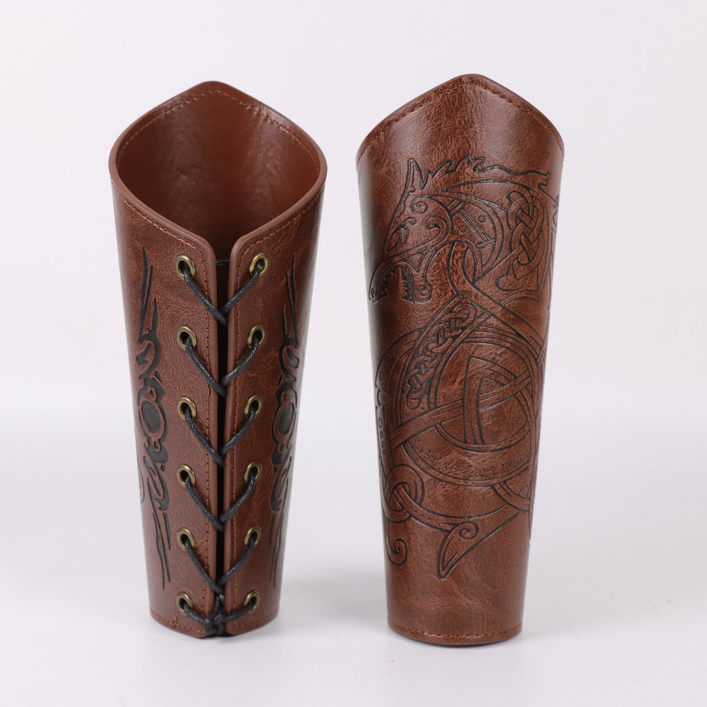 2 Pack Faux Leather Wristbands Viking Medieval Arm Guards Wristbands Halloween Accessories