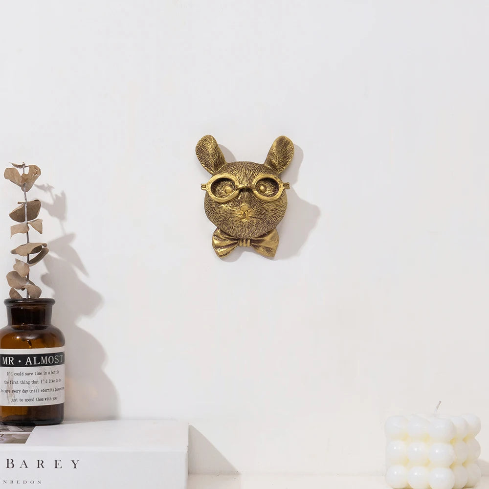 Decor Wall Art Decor Deer Head Wall Hanging Home Decor Bronzed Resin Animal Hanging Sculpture Animal Head Wall Hanging Ornaments