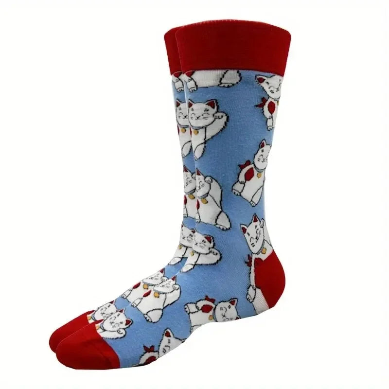 1pairs Sock Men's BLACK CAT  Happy Funny Personality Novelty Fashionable Funny Socks Gift Ideas for Novel