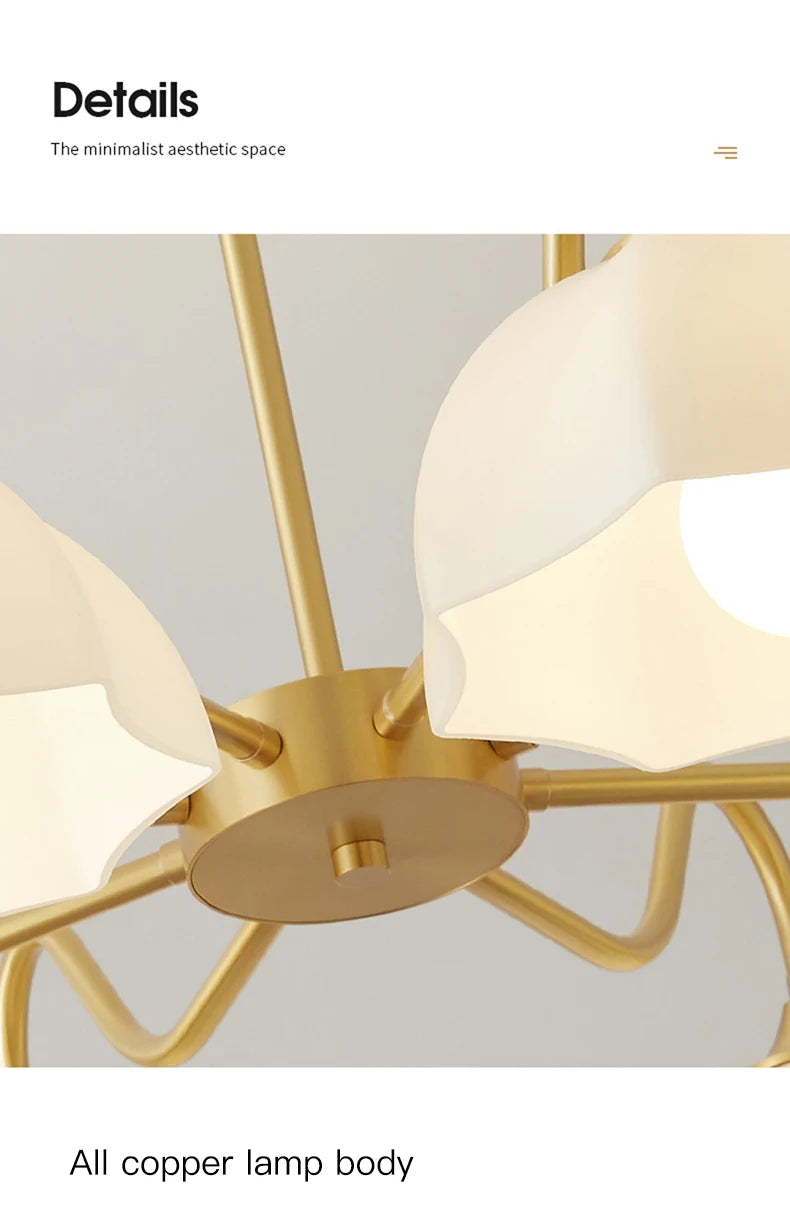 Light Luxury Cream Style Living Room Chandelier Bedroom Dining Room Brass Lamp Attic Lobby Hotel LED Home Lighting Decoration