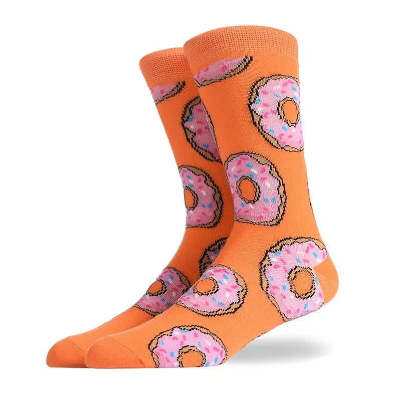 Men's Hip Hop Harajuku Socks Shark Clown Skateboarding Oil Painting Animal Mid-cut funny socks