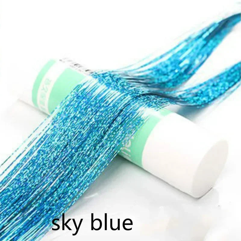 1 Pc Sparkle Tinsel Shiny Hair Tinsel Hair Extensions Dazzles Women Hippie for Braiding Headdress Hair Braiding Tools Long 100cm