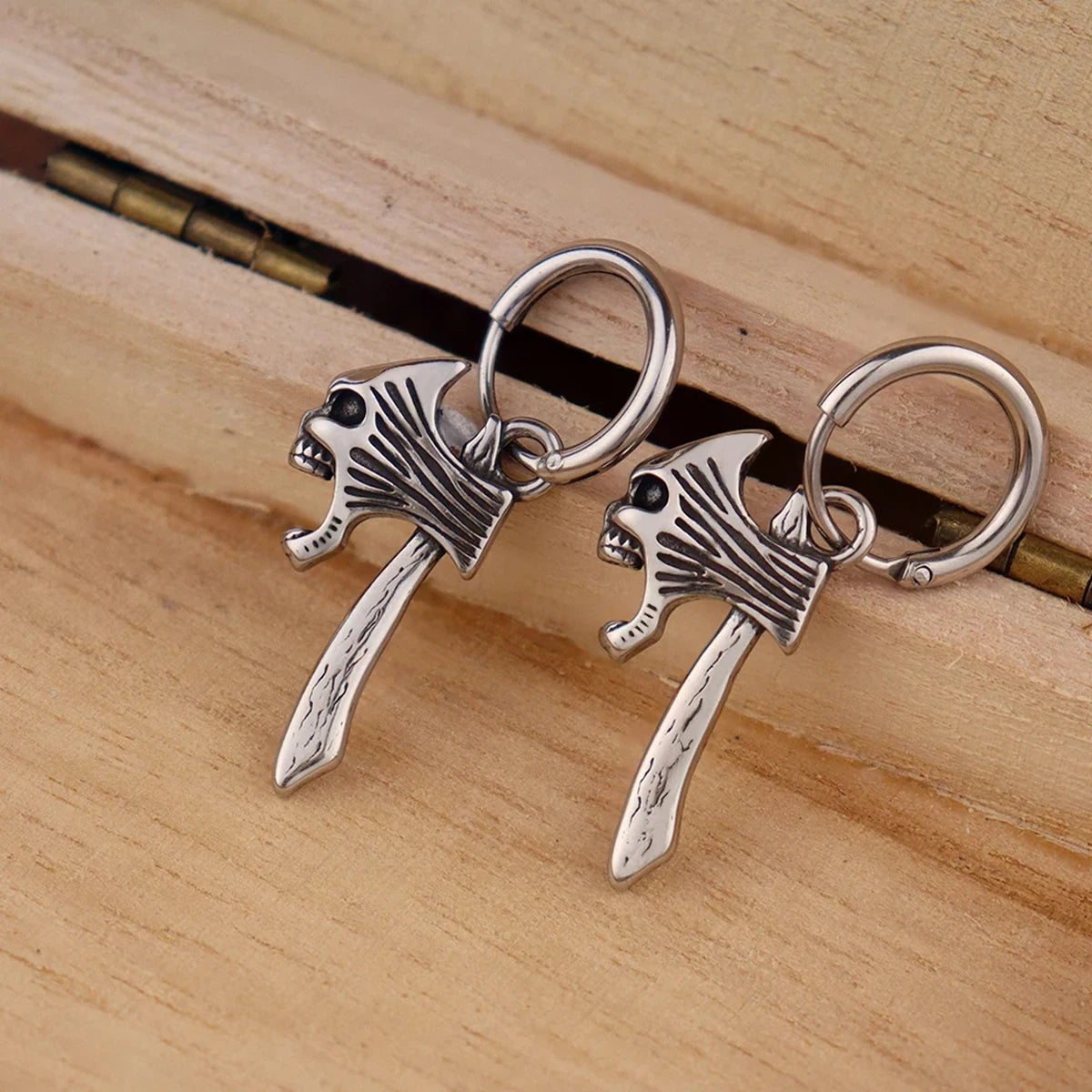 Vikings Jewelry Hip Hop Punk Viking Axe Drop Earrings Fashion Celtic Knot Rune Amulet Earrings Rock Biker Boys Stainless Steel