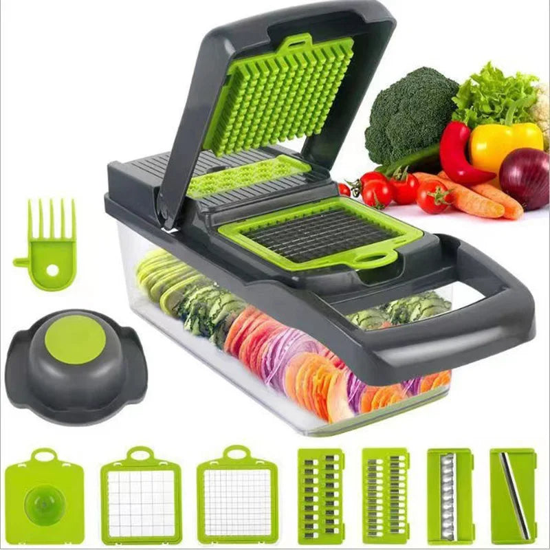 16 IN1 Mandoline Slicer Veggie Food Chopper Vegetable Cutter Tomato Carrot Grater Cheese French Onion Shredders Kitchen Tool