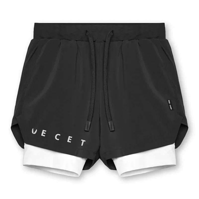 Mens Gyms Fitness 2 in 1 Quick Dry Shorts Summer Running Bodybuilding Jogging Casual Short Pants Workout Male Basketball Bottoms