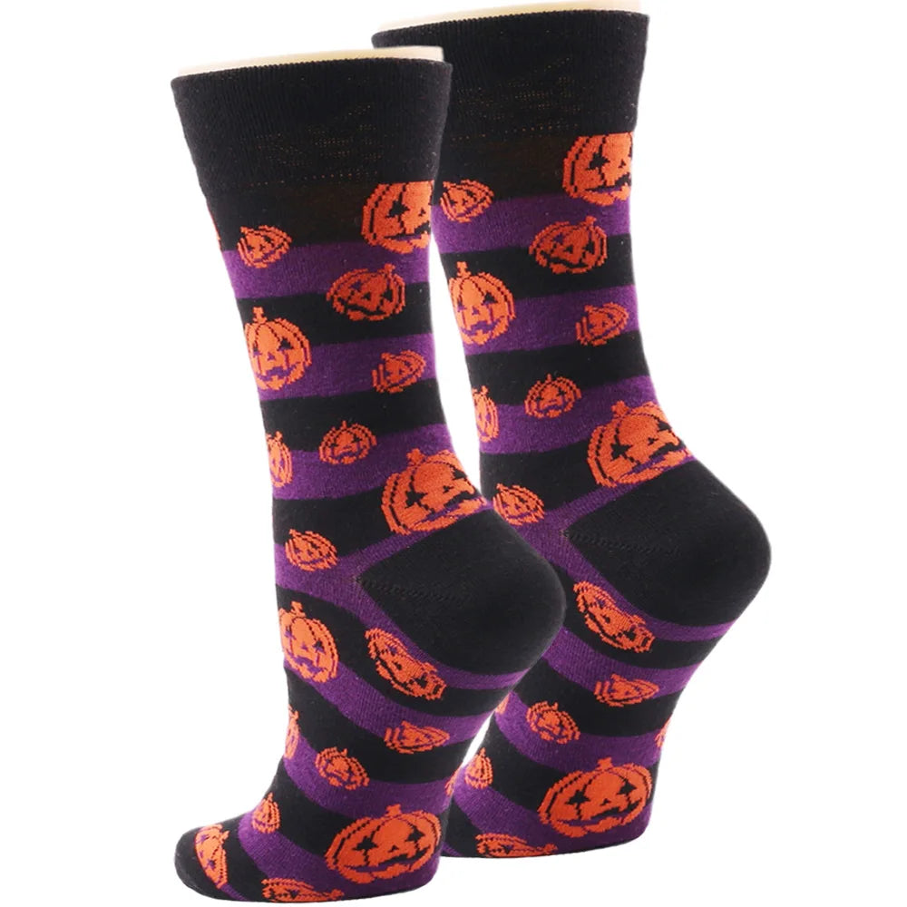 Halloween Socks Men Socks Pumpkin Devil Socks Cotton Socks Women Socks Wear-resistant Cartoon Socks Bat Socks