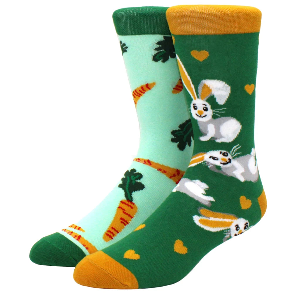 Funny men's and women's socks, cartoons, animals, fruits, beer, patterns, jacquard socks, hip hop skateboard socks