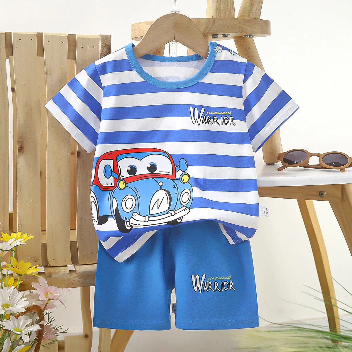 1 Sets Pure Cotton Kids Cartoon Clothing Summer Baby Fashion Short Sleeve Suits Boys Girls T-Shirts+Shorts Children Outfits