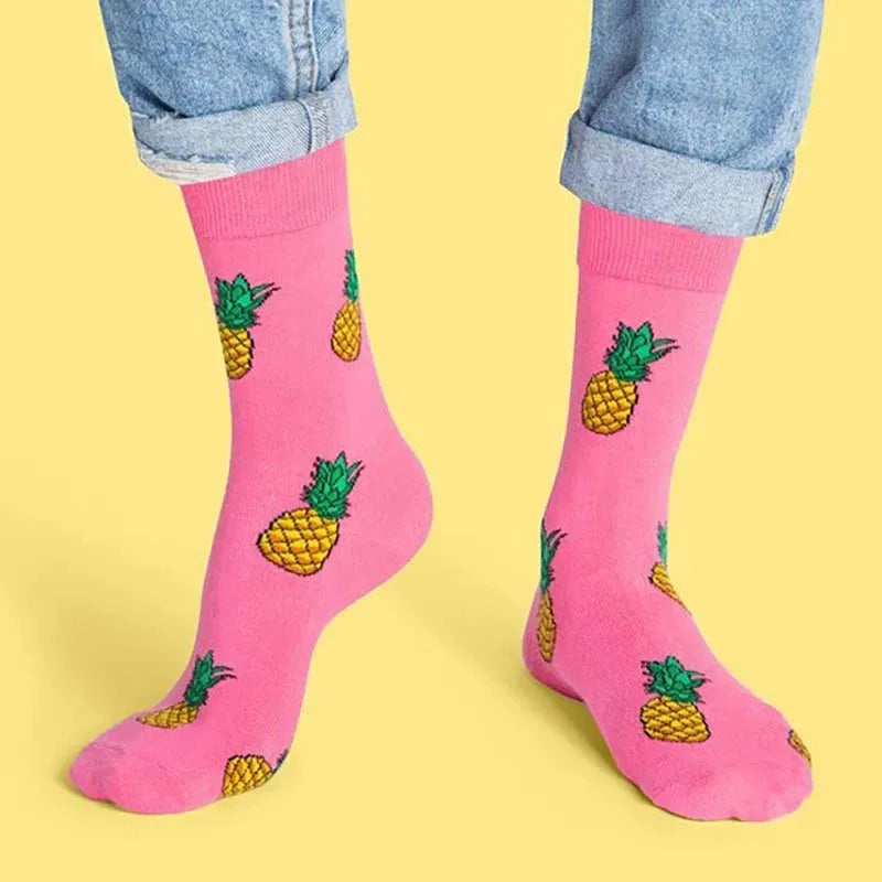 Funny men's and women's socks, cartoons, animals, fruits, beer, patterns, jacquard socks, hip hop skateboard socks