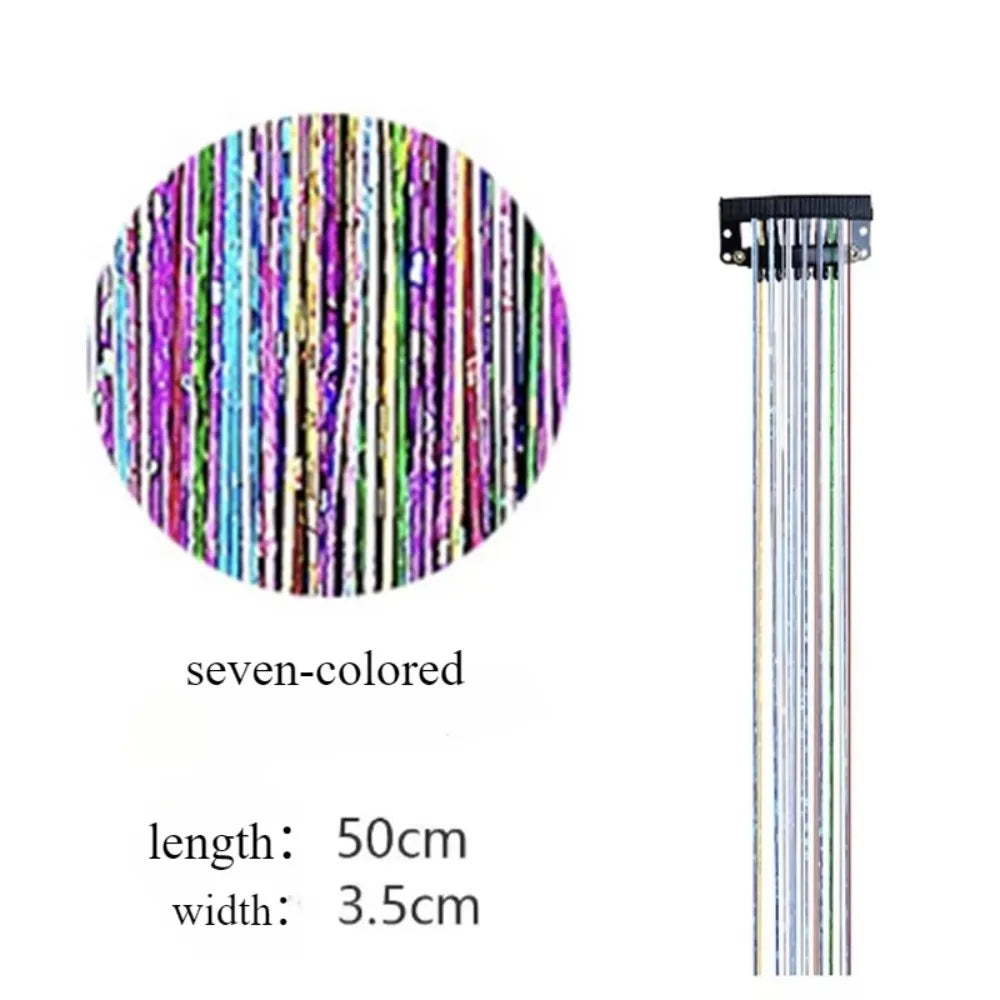 Fashion Highlights Clip Clip in Hair Extensions Colored Shiny Hair Tinsel Fairy Hair Synthetic Hair Highlights Girls