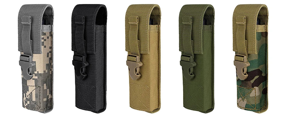 Tactical Flashlight Pouch Holster Molle Torch Holder Carry Case EDC Tool Waist Bag Outdoor Sport Camping Hunting Accessories