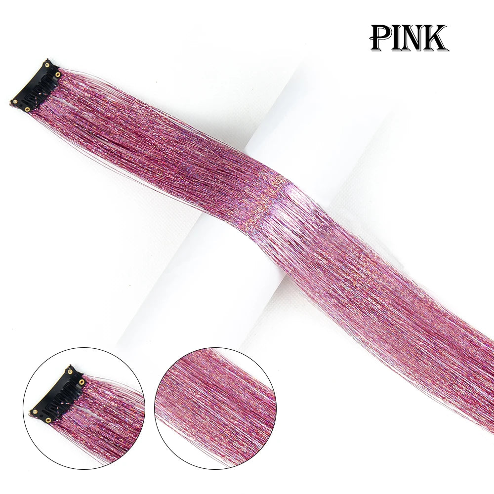 New Sparkle Hair Extensions Clip In Hair Tinsel Fairy Tinsel Hair Extensions With Clips Clip On Glitter Hair Tinsel Extensions
