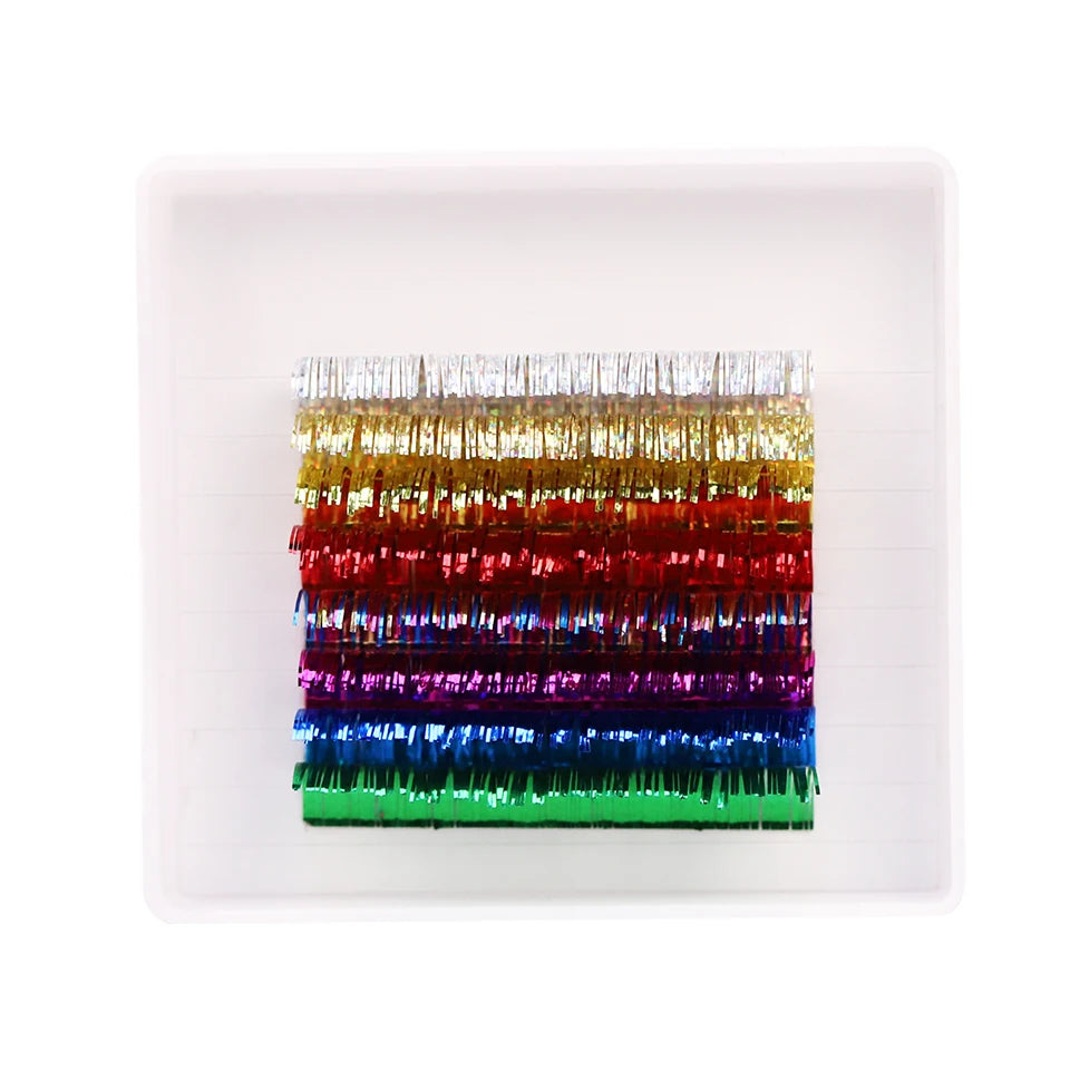 Colorful Shiny Individual Tinsel Eyelash Mix Color Holographic Tinsel False Lash Christmas Party Shimmery Makeup Lash Extensions