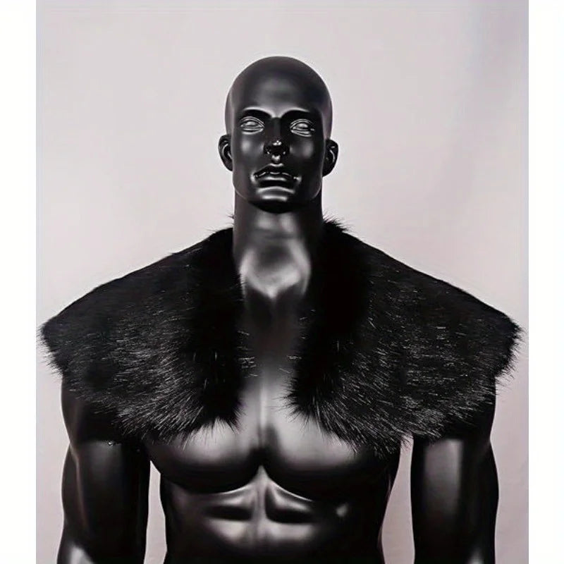Viking Fur Shawl Medieval Faux Fur Cape Shoulder Renaissance Cosplay Costume