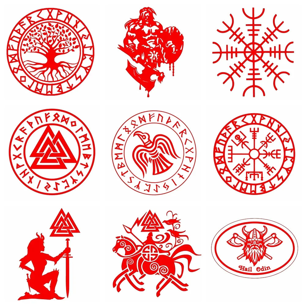 15cm Cartoon Viking Rune Fun Personality Car Window Body Cover Scratches Stickers Stylish, Cute, Exterior Parts PVC Accessories