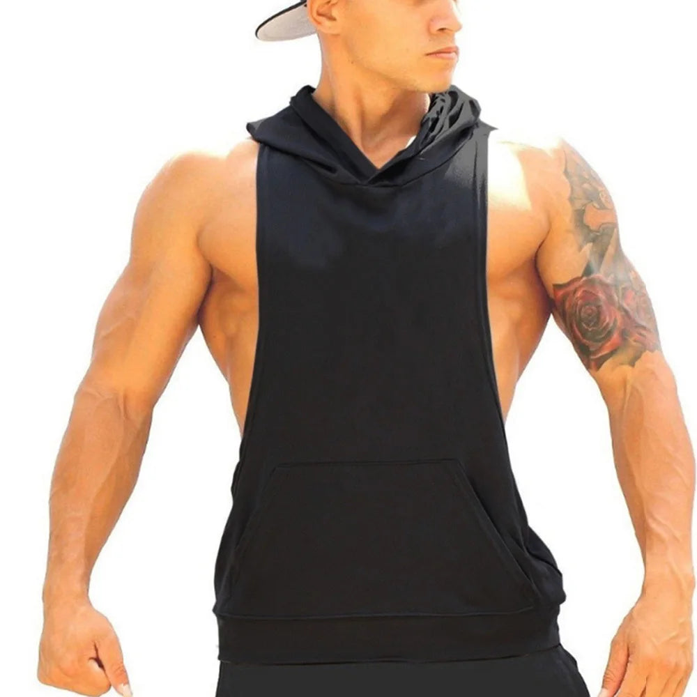 No Bust Limit Gyms Clothing Mens Bodybuilding Hooded Tank Top Cotton Sleeveless Vest Sweatshirt Fitness Workout Sportswear Tops