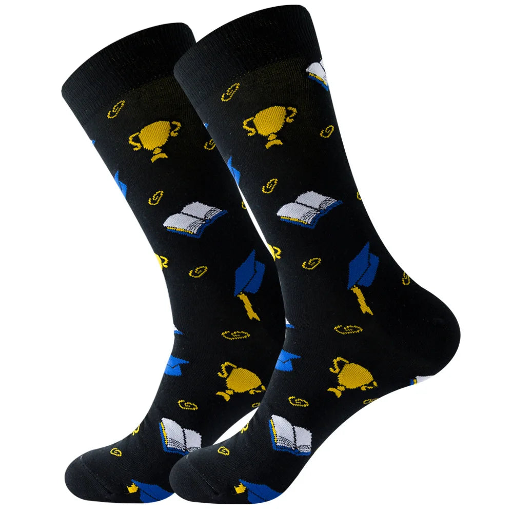 Men's socks original design happy socks animal food astronaut men's socks crew geometric women's socks halloween socks