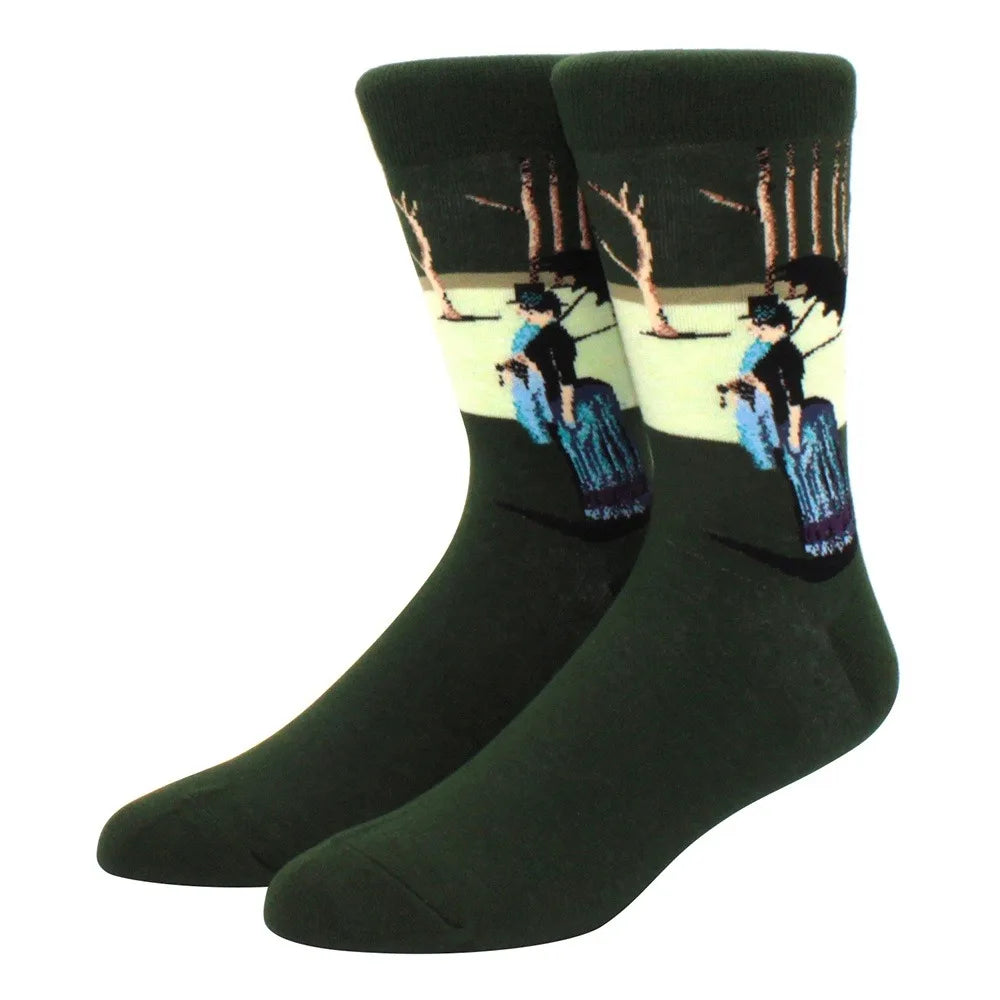 Man Plus Size Socks Art Mural World Famous Art Oil Painting Series Woman Funny Socks