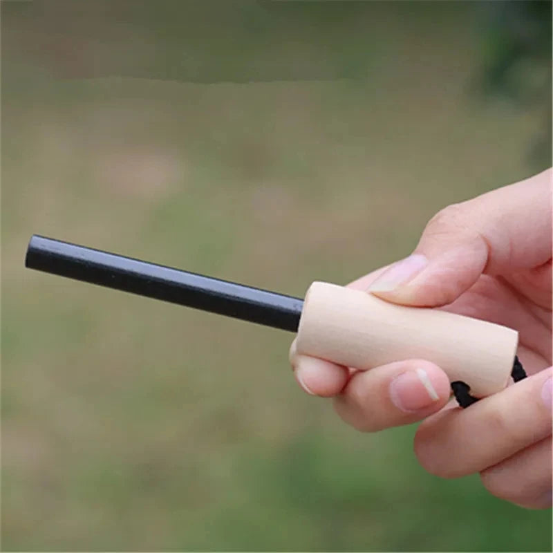 Outdoor survival flint umbrella rope set, wooden handle magnesium rod multifunctional scraper, outdoor camping fire tool
