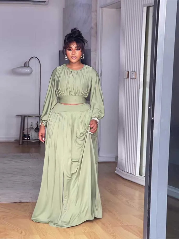 Female Clothing Autumn 2-piece Sets for Women Long Sleeve Top and Long Skirt Set Ladies Casual Dress Set Wholesale Dropshipping