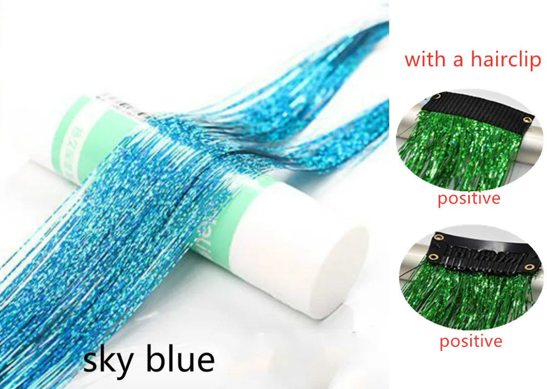Hair Tinsel Glitter Braids High Temperature Fiber Bling Women's Tinsel Hair Strands In Braiders French Twist Hair Accessories