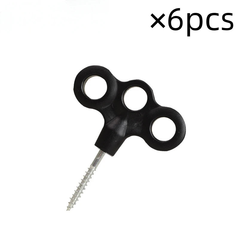 6Pcs Screw Hooks, Rope Buckles, Hiking Camping Pins, Tent Nails, Luminous Travel Outdoor Gear Tent Accessories, Three-Eye Outdoor Deck Rope Fasteners, Tent Accessories