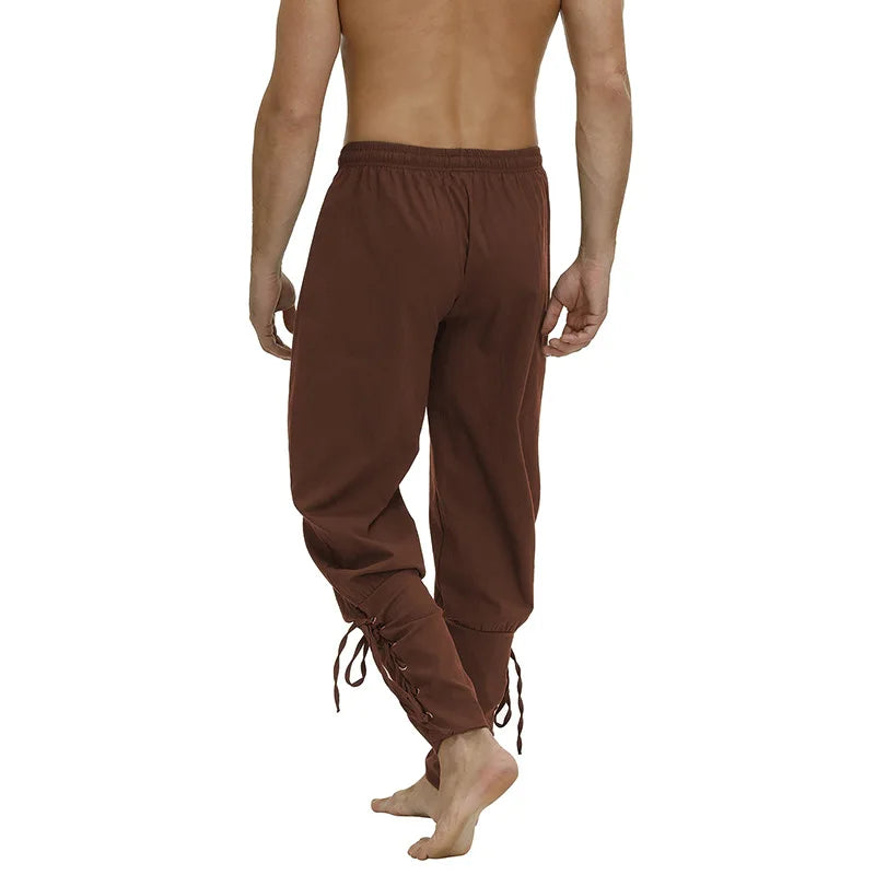 Pirate Pant Viking Costume for Men Renaissance Medieval Pants Drawstring Shorts Halloween Costume Adult Cosplay