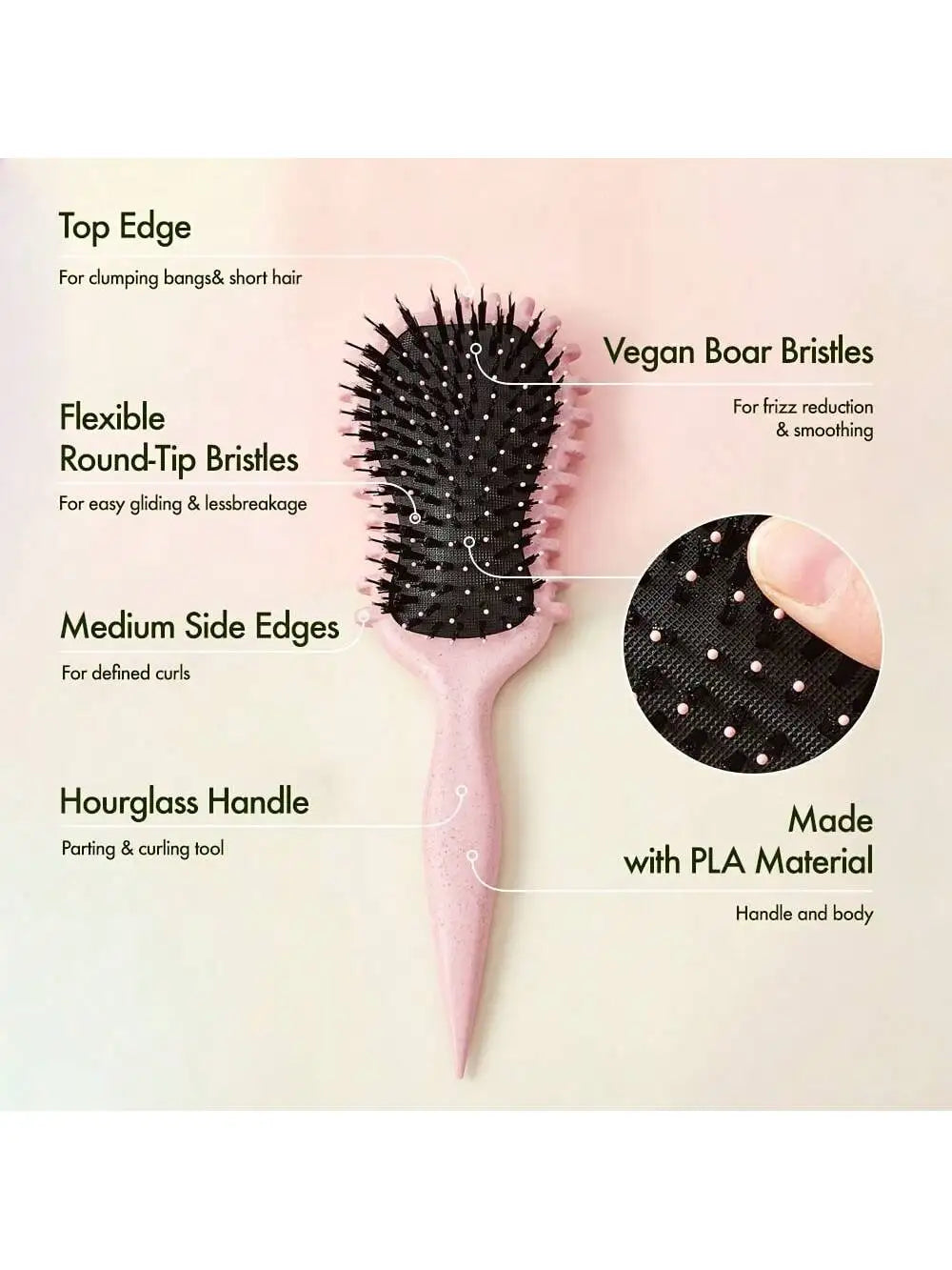 Curly Hair Brush with Black Bristles - Curl Defining and Shaping Comb, Hair Styling Tool Stylish Grooming Tool Durable Hairbrush