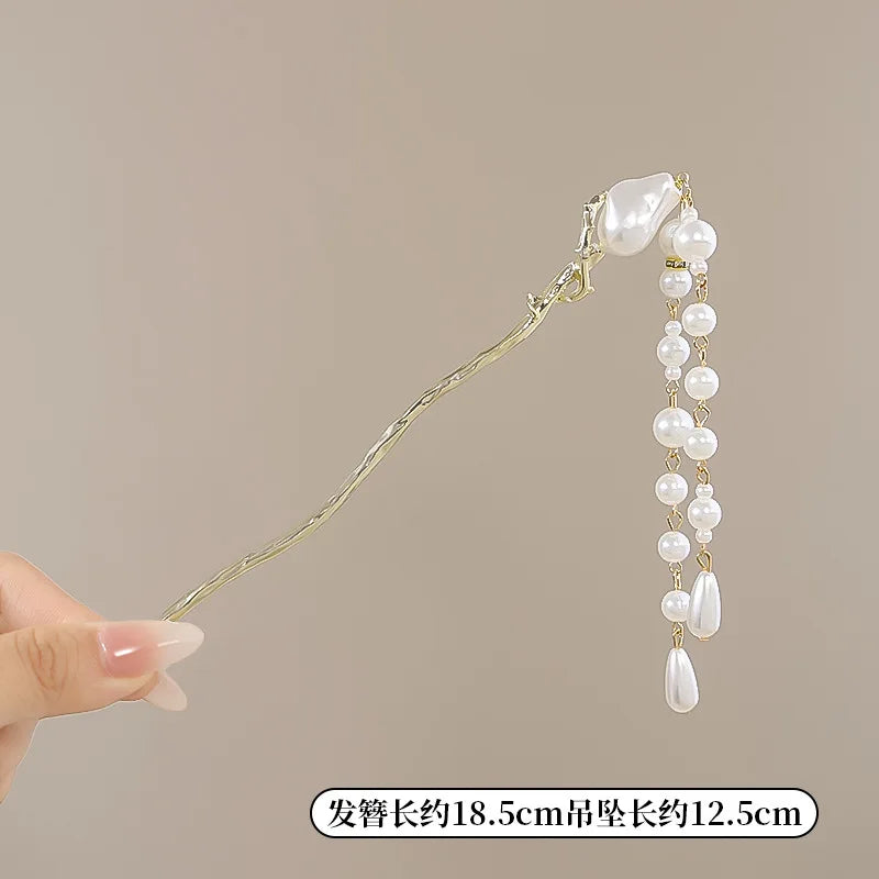 Elegant Flower Tassel Hairpin For Women Exquisite Neo-chinese Style Metal Hair Stick Girls Fashion Jewelry Hair Accessories
