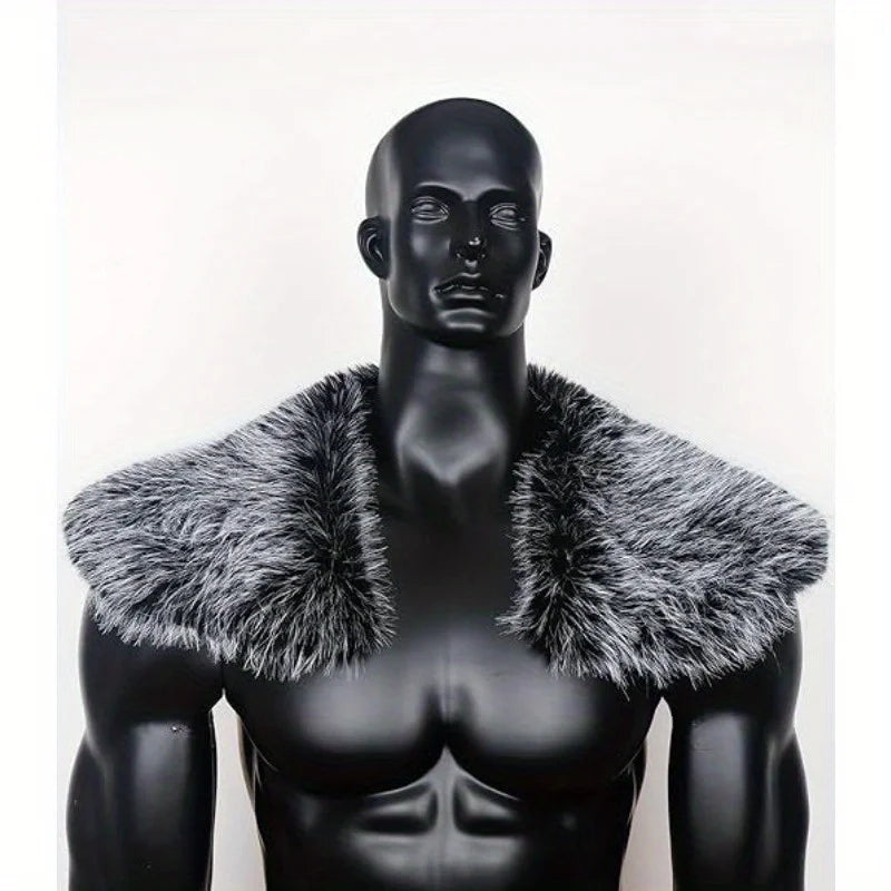 Viking Fur Shawl Medieval Faux Fur Cape Shoulder Renaissance Cosplay Costume