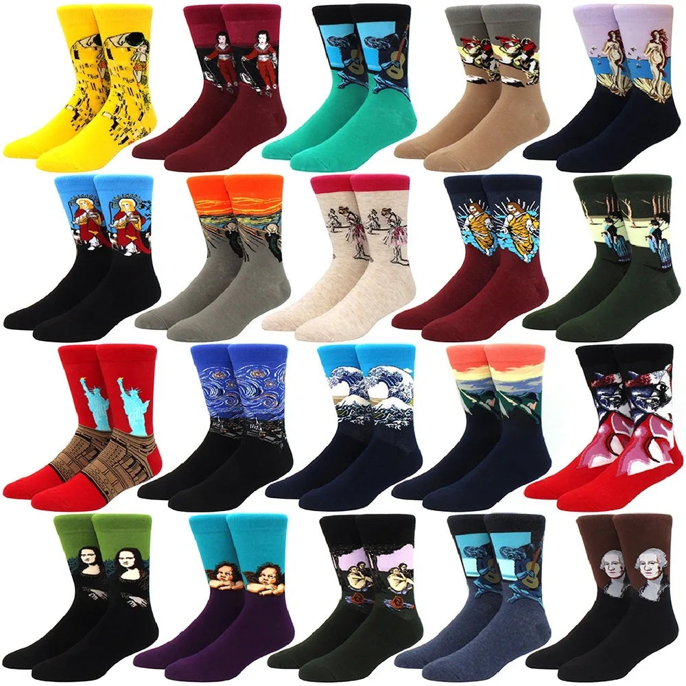 Man Plus Size Socks Art Mural World Famous Art Oil Painting Series Woman Funny Socks