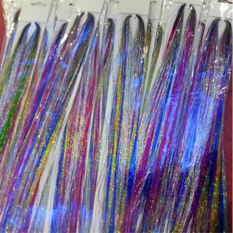 1 Pc Sparkle Tinsel Shiny Hair Tinsel Hair Extensions Dazzles Women Hippie for Braiding Headdress Hair Braiding Tools Long 100cm