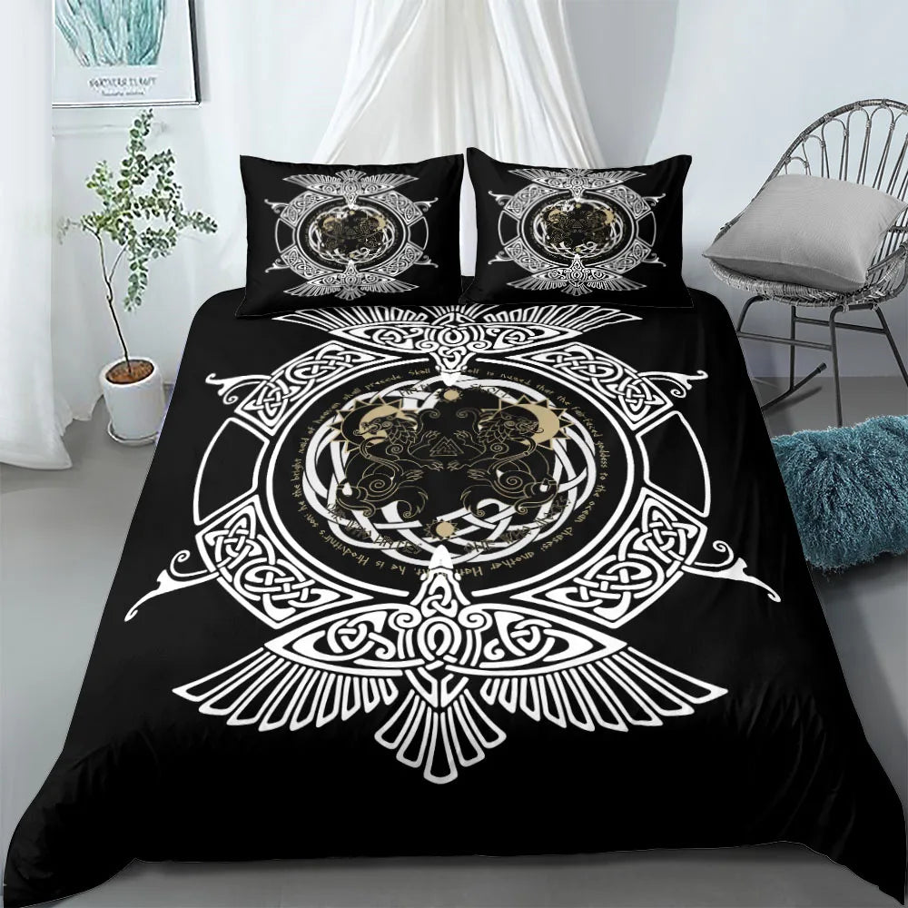 Vigvisir Viking Art Constellation Bedding Set EU Single Double King US Twin Full Queen King Ethnic Bed Linen Set