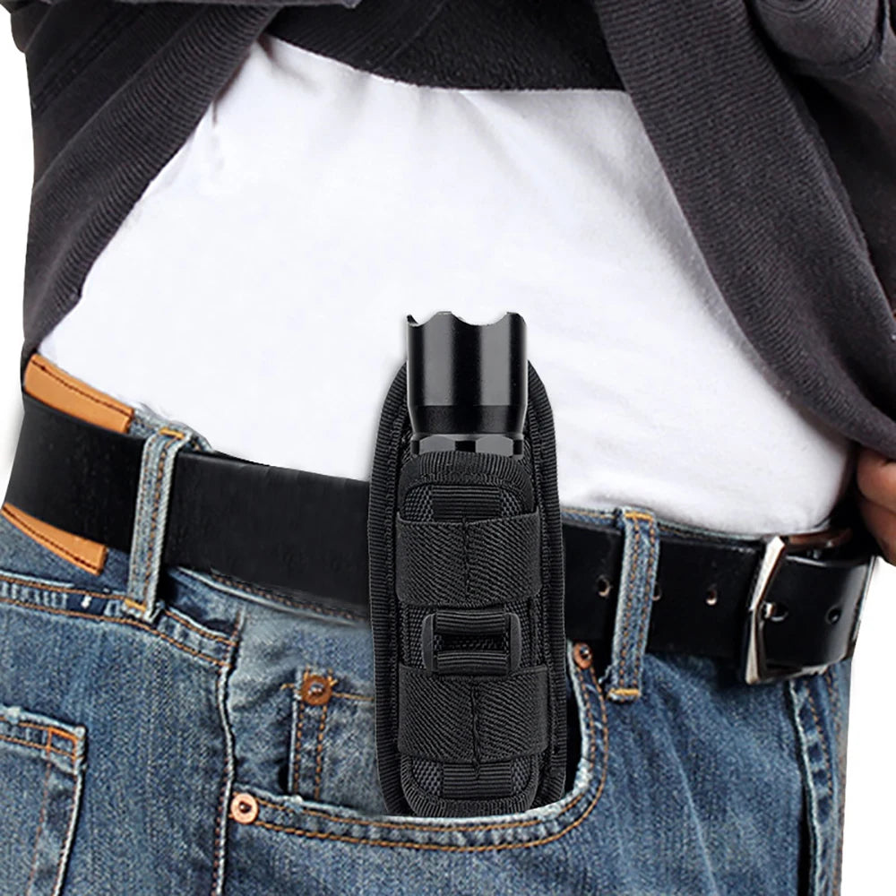 Tactical Flashlight Pouch Holster Molle Torch Holder Carry Case EDC Tool Waist Bag Outdoor Sport Camping Hunting Accessories