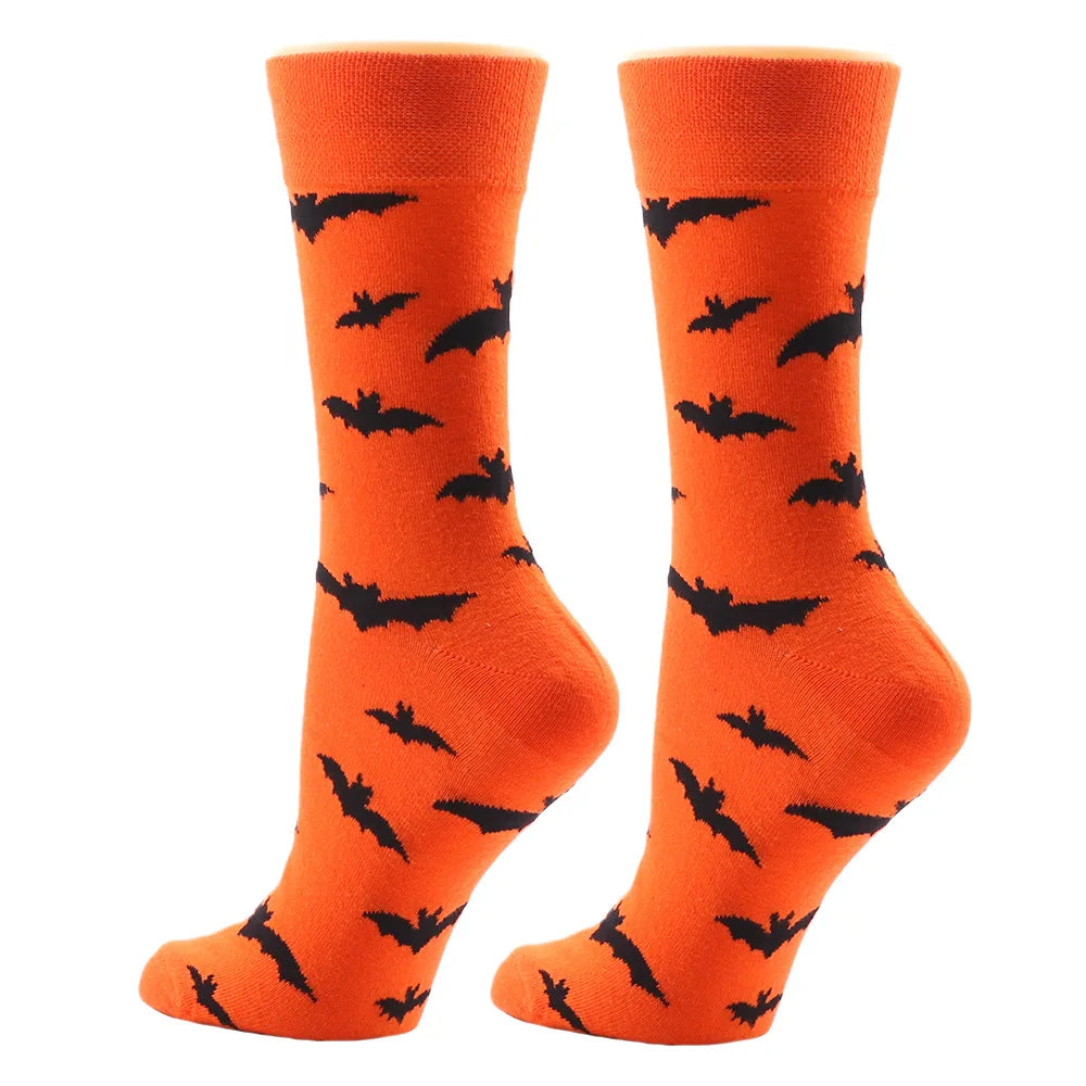 Halloween Socks Men Socks Pumpkin Devil Socks Cotton Socks Women Socks Wear-resistant Cartoon Socks Bat Socks