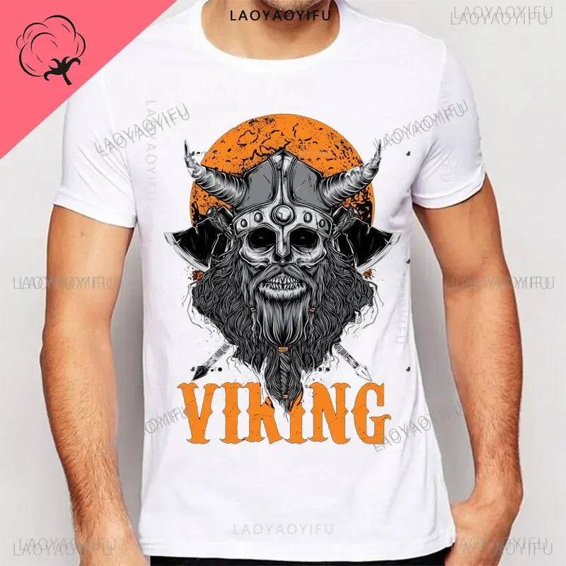 Viking Blood High Quality 100% Cotton T Shirt Men Short Sleeve Viking Legend T-Shirt Retro Classic Tee Shirt Valhalla Odin Tops