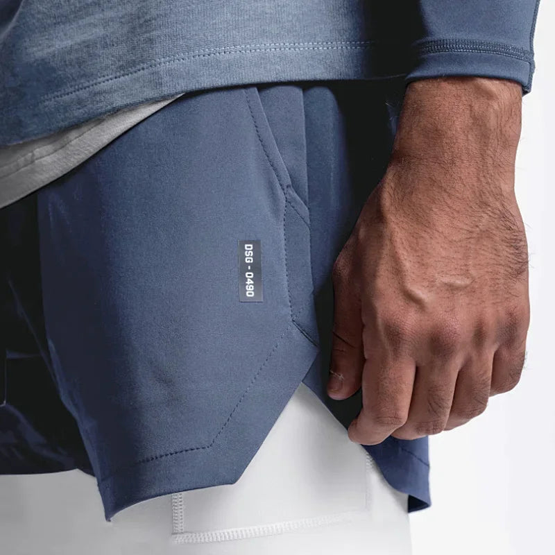 Mens Gyms Fitness 2 in 1 Quick Dry Shorts Summer Running Bodybuilding Jogging Casual Short Pants Workout Male Basketball Bottoms