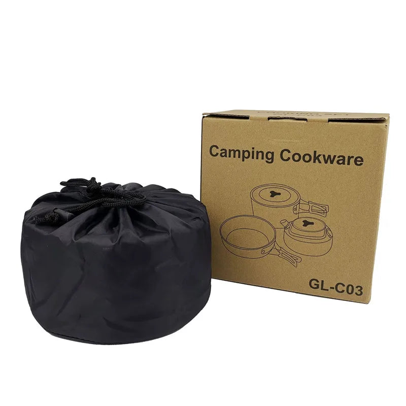 Sevenstar High Quality 2-3 Person Hiking Accessories Portable Outdoor Camping Kettle Pot Set With Swivel Carabiner