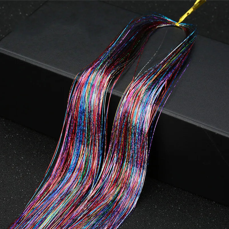 Hair Tinsel Glitter Braids High Temperature Fiber Bling Women's Tinsel Hair Strands In Braiders French Twist Hair Accessories