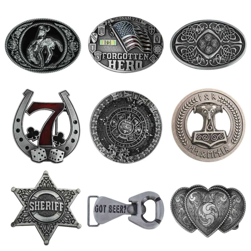 Viking Metal Belt Buckle for Men Women Embossed Gothic Punk Western Cowboy Waistband Buckle Jeans Clothes Decor Accessories Gift