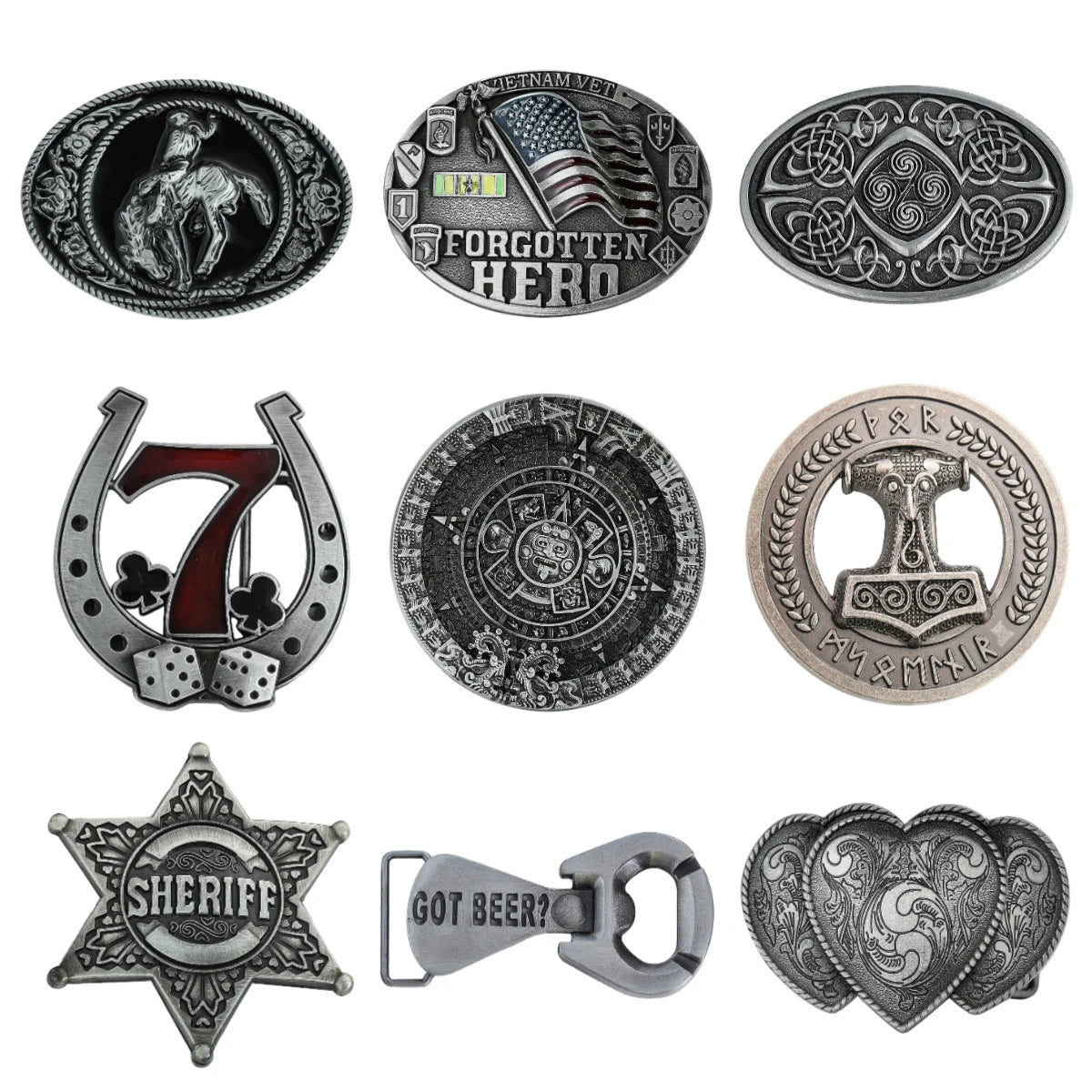 Viking Metal Belt Buckle for Men Women Embossed Gothic Punk Western Cowboy Waistband Buckle Jeans Clothes Decor Accessories Gift