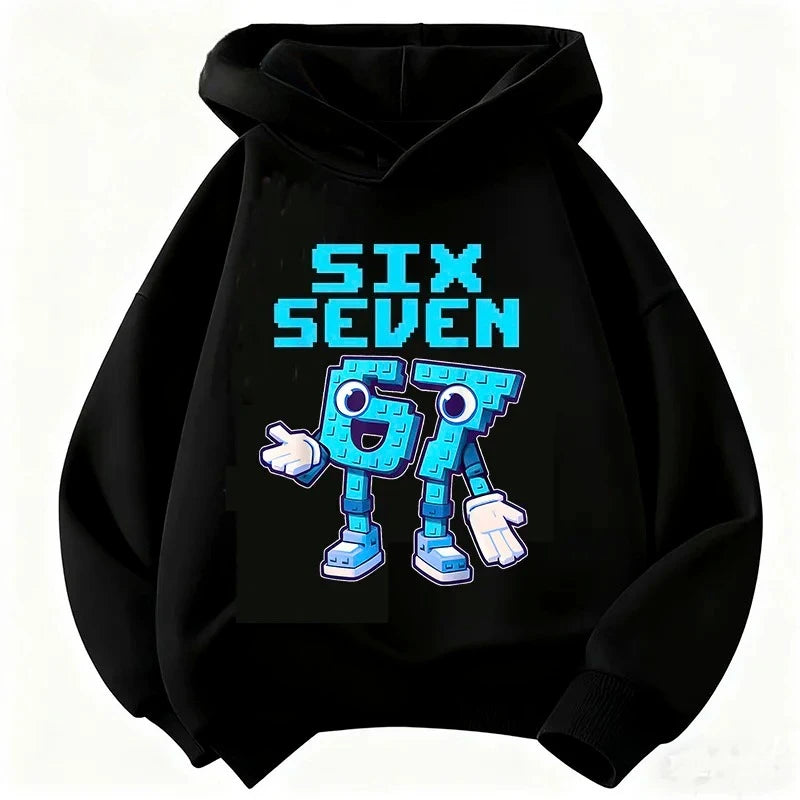 Children Hoodie 67 Six Seven Clothing Steal A BrainRot Cartoon Girls Boy Hooded Italian Brainrot Sweatshirt Korean Pullover Tops
