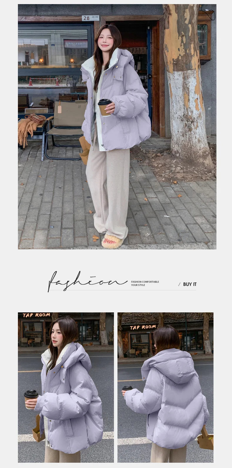 2025 Women Clothing Short Cotton Coat Winter New Style Loose Fit Thickened Petite Cotton Jacket Cold Protection Bread Parkas