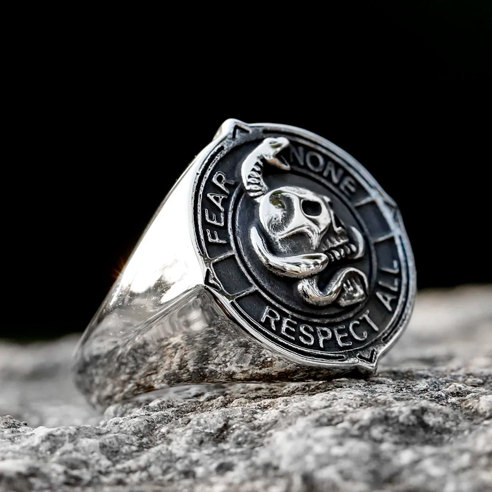NEW Men's 316L stainless-steel rings Viking Punk Rock Gothic skull ring witn snake fashion Jewelry for gift free shipping