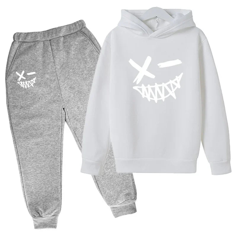 New Children's Hooded Casual Jacket, Boys' and Girls' Branded Clothing for Ages 3-13, Two-piece Set with Top and Pants, Party-ch