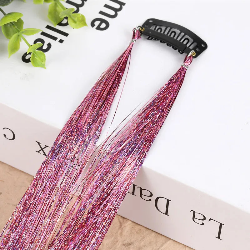 Hair Tinsel Glitter Braids High Temperature Fiber Bling Women's Tinsel Hair Strands In Braiders French Twist Hair Accessories