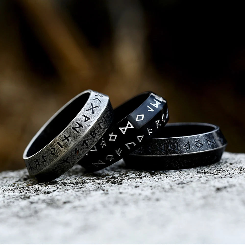 Fashion Nordic Viking Rune Ring for Men Women Simple Amulet 316L Stainless Steel Vintage Viking Rings Jewelry Gift Wholesale