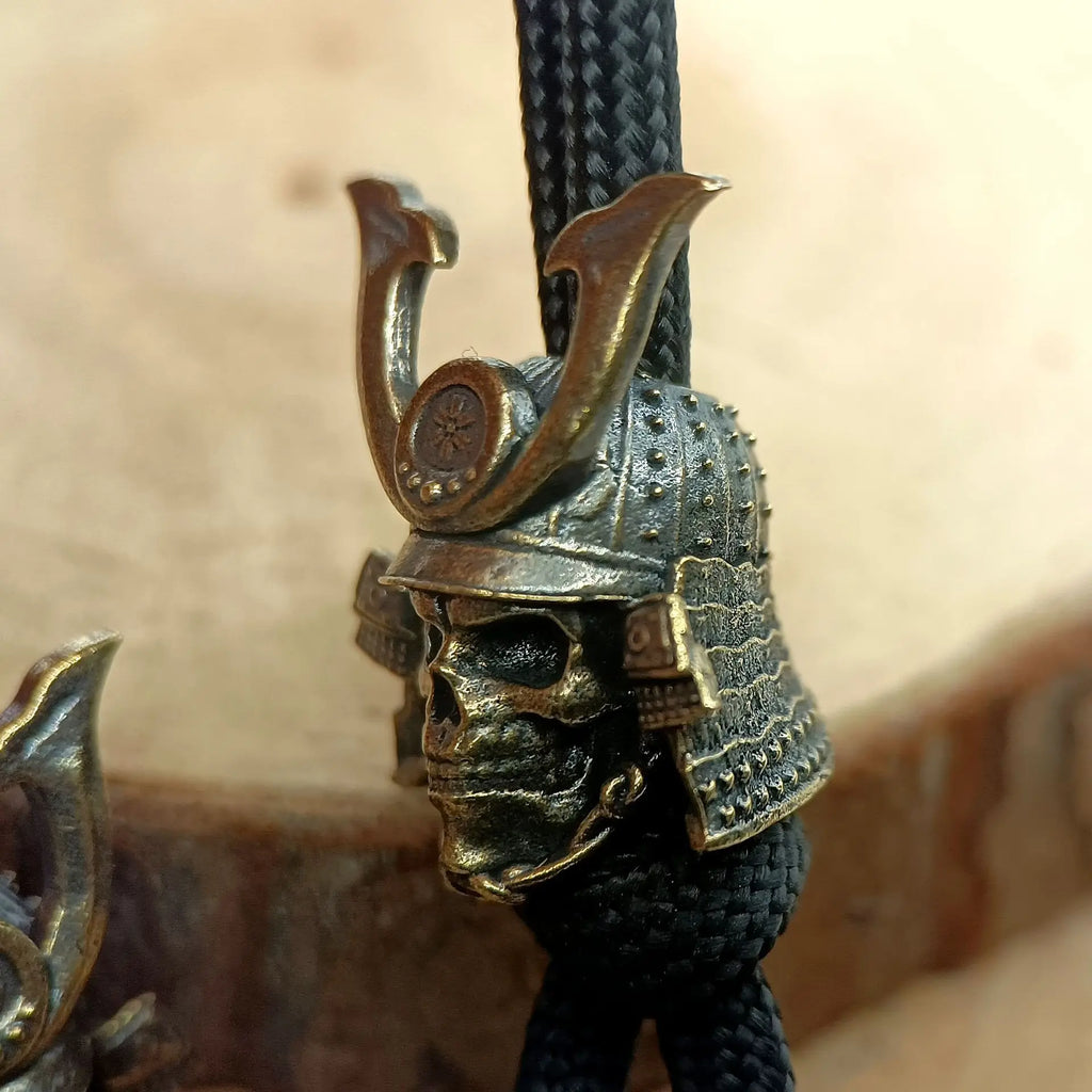 1pc Outdoors Tool Brass Skeleton Helmet Warrior Knife Beads Lanyard Pendant Backpack Bracelet Necklace Keychain DIY Accessories